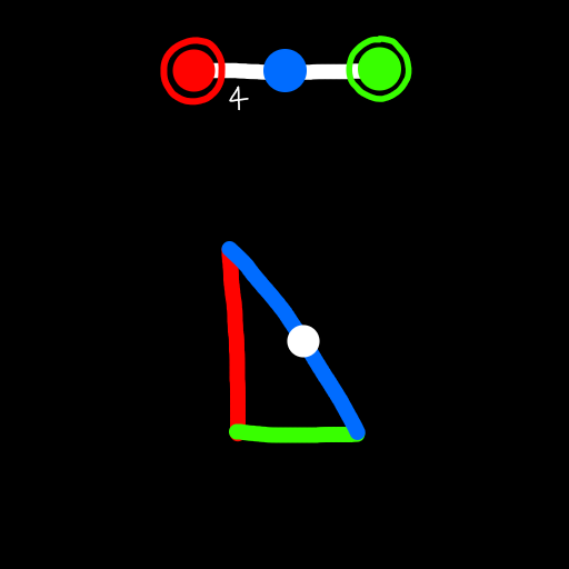 the 90-60-45 spherical space triangle domain of B3, with a white dot on the edge between the 60 degree corner and the 45 degree corner, and the diagram x4o3x above it